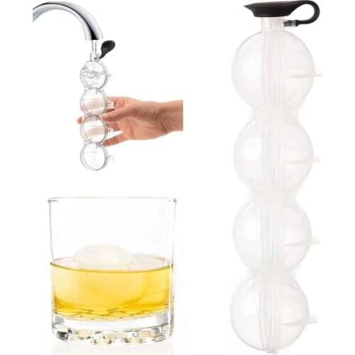4 Cavity Ice Cube Maker Chocolate Mould Tray Ice Cream DIY Tool Whiskey Large Sphere Ice Ball Mold 3D Silicone Mold