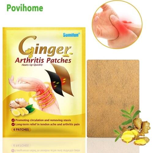6Pcs Ginger Arthritis Patch Chinese Medical Plaster Shelf-heating Rheumatoid Stickers Pain Relief Plaster Health Care