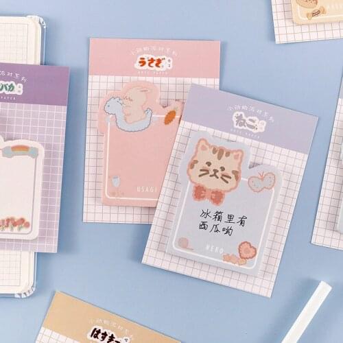 60pcs Cute Memo Pads Stationery Kawaii Cat Dog Bear Sticky Notes To Do List Planner Stickers Paper Memo Sheets Office Decoration