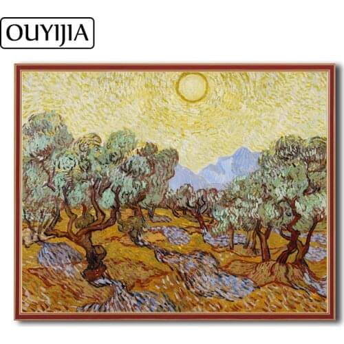 OUYIJIA Van Gogh Oil Olive Trees 5D DIY Diamond Painting Embroidery Character HomeDecoration Gift Mosaic Rhinestone Cross Stitch