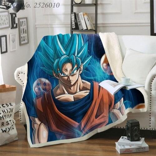 Throw blanket Anime Son Goku Saiyan Velvet Plush Blanket Bedspread For Kids Girls Sherpa Blanket Couch Quilt Cover Travel 12