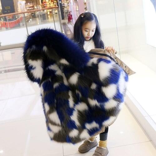 Children Winter Coat 2019 Boys Girls Faux Fox Fur Jacket Thick Warm Parka Large Fur Hood Coat Kids Outerwear