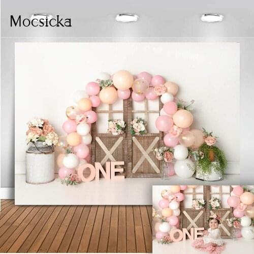 Newborn 1st Birthday Cake Smash Photography Backdrop retro wood door children portrait background for photo studio photocall