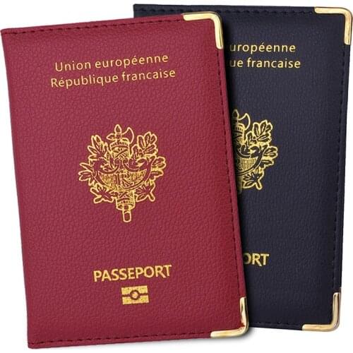 France Simple Passport Cover Leather Wallet Black Women Cards Case Traval Accessories Covers On The Passports For Documents