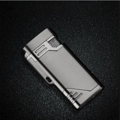 Gas Lighter for Smoking Double Fire Straight Into Blue Flame Butane Windproof Cigar Cigarette Candle Lacquer Gadgets for Men