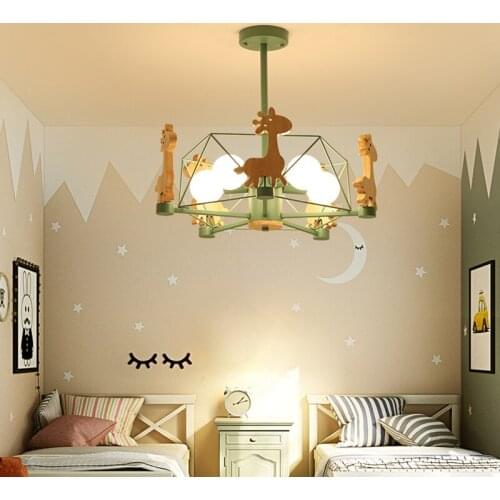 Creative Childrens Room Light Fixtures Bedroom Lamp Wood Dining Room Pendant Lamp Cartoon Study Room Lamp Nordic Pendant Lights