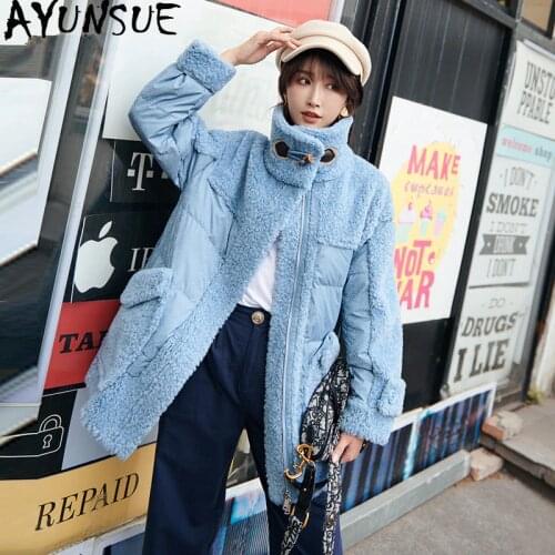AYUNSUE Real Fur Coat Female Kroean Down Jacket 2020 Autumn Winter Jacket Women Real Wool Coats and Jackets Women Outwear