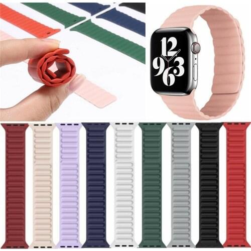 Magnetic Soft Silicone Loop Band Smart Strap For Apple Watch Series 6 5 4 3 2 1 SE