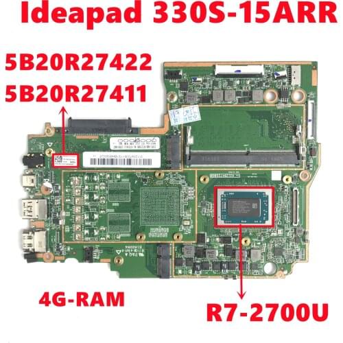 FRU:5B20R27422 5B20R27411 Mainboard For Lenovo Ideapad 330S-15ARR Laptop Motherboard With R7-2700U CPU 4G-RAM DDR4 100% Test OK