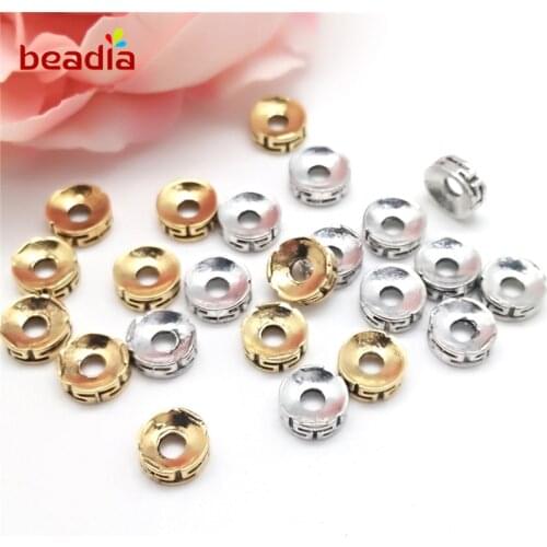 30-50pcs/lot 2 Colors 3 Sizes Metal Beads Zinc Alloy Beads Spacer For Bracelet Accessories DIY Jewelry Findings Making Wholesale