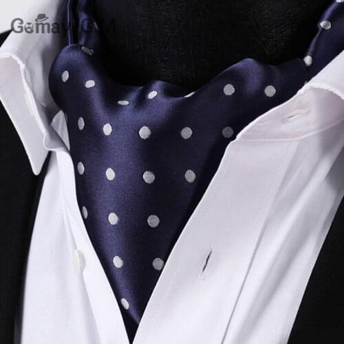 Ascot Tie Cravat Luxury Mens dots Neck Tie Self Tie for Men Wedding