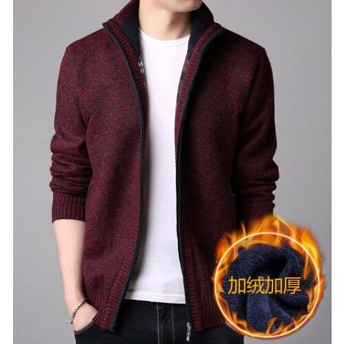 New Autumn Winter Mens Sweater Wool Men Mandarin Collar Solid Color Casual Sweater Mens Thick Fit Brand Knitted Cardigans