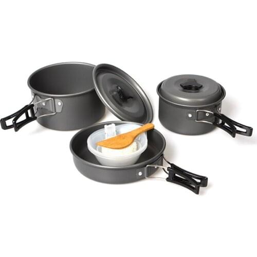 Camp Cookware Set Camping Cooking Set Portable Mess Kit Backpacking Gear with Non-Stick Pot Kettle and Pans Chopping Board Foldi