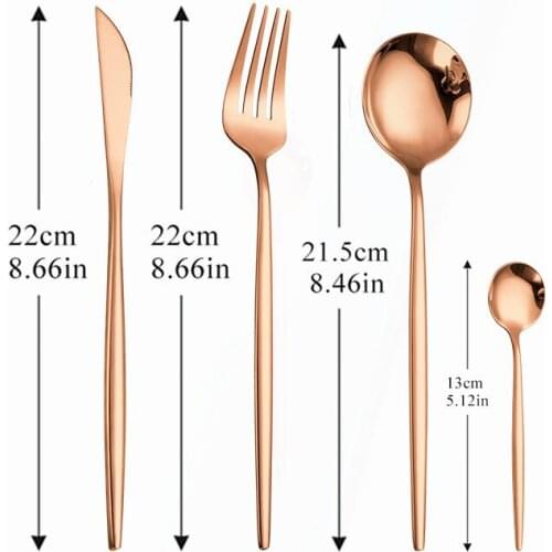 Western Cutlery Set 4 Pcs Stainless Steel Tableware Rose Gold Dinnerware Set Spoon Fork Knife Dinner Set Complete Dropshipping