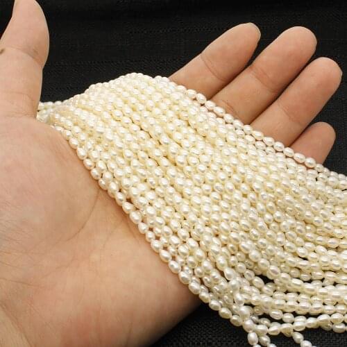 Genuine Natural Freshwater Pearl 3.8mm Oval Beads For Jewelry Making Beads DIY Necklaces Bracelets Earring Accessories 14.5 Inch