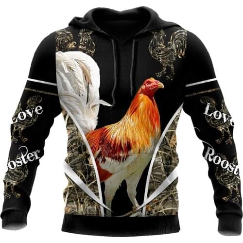 Latest Rooster tattoo Sweatshirt 3D printed Unisex casual zipper Hoodie casual Street hip hop Hoodie