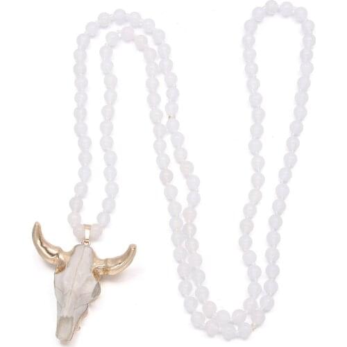 New Necklace Choker Pendant Jewelry for Women Animal Head Pendant Stone Necklace 90cm Long Necklaces Jewelry