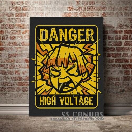 Danger High Voltage Zenitsu Kimetsu no Yaiba Canvas Painting Decor Wall Art Pictures Home Living Room Decoration Prints Poster