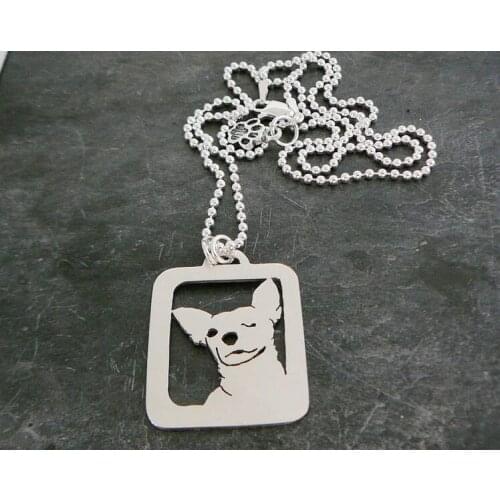 Wholesale Chihuahua Art Necklace, Your Pet Pendant, Dog silhouette Memory Jewelry Keepsake Memorial Gift--12 pcs/Lot