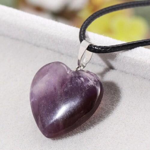 Natural Stone Leather Rope Pendant Necklace Fashion Heart Shape Chain Trend Party Men Women Necklace Jewelry Accessories