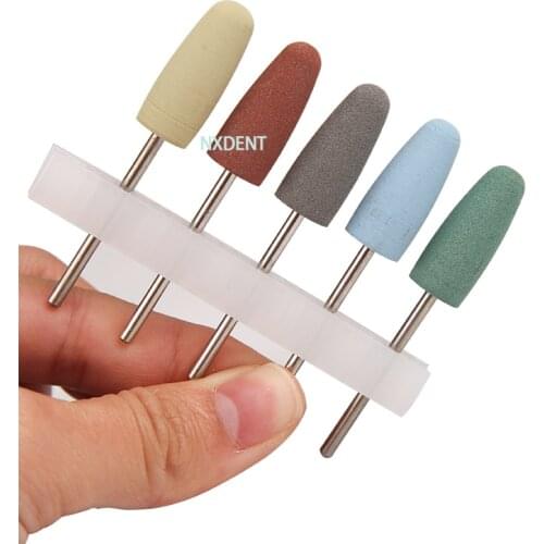 6pcs/set Dental Polishing Polisher Silicone Rubber Grinders Nail Drill Bits for Electric Manicure and Oral Intial Polishing Burs
