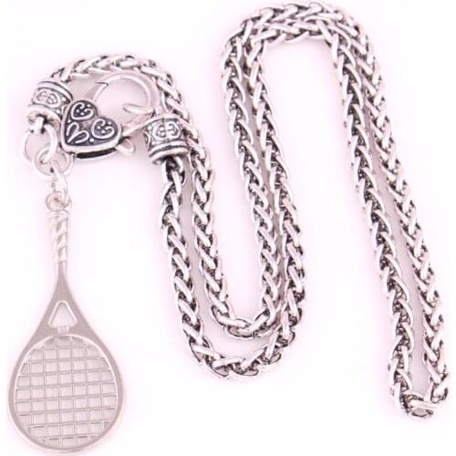 Drop shipping Tennis racket pendant with 18" wheat link Chain Tennis Racquet Racket sports series Necklace