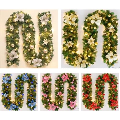 Christmas Decorations for Home 2.7M Artificial Plant Pine Rattan Christmas Garland Wreath Xmas Gift New Year 2022 Party Decor