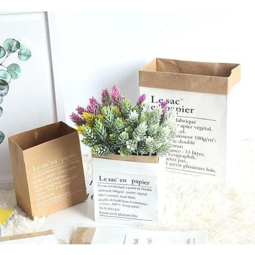 Nordic Style Vase Mini Storage Kraft Paper Bag Home Flower Arrangement Wedding Floral Main Sundries Dried Storage Bag Paper Bag