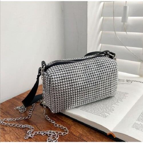 Female Messenger Bag Ins Fashion Rhinestone Square Bag New Design Chain Portable Shoulder Corssbody Bags Сумка Женская Багет
