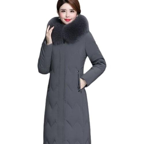 2021 New Womens Down jacket Long White Duck Down Outerwear Winter Cold Resistance Warm Fox Fur Collar Parka Plus Size Overcoat