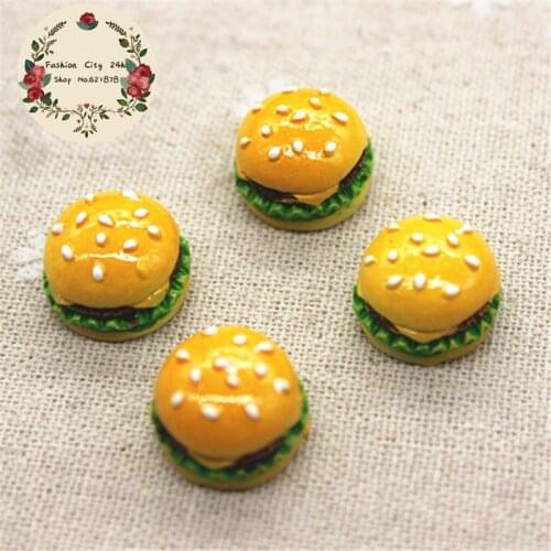10pcs 17mm Cute 3D hamburg resin simulation food art flatback cabochon DIY craft decoration,RF2007