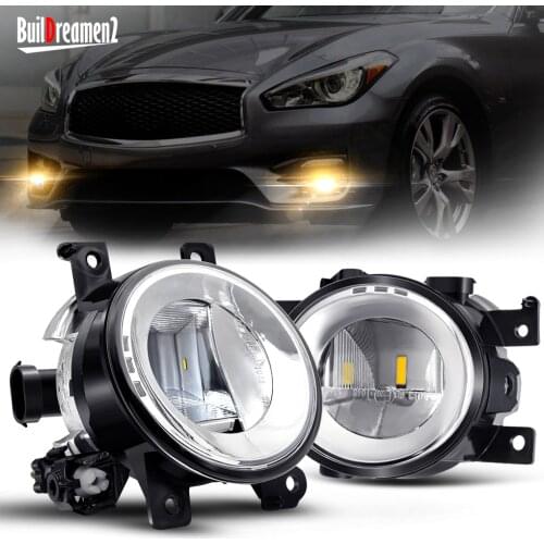 2 Pieces LED Lens Fog Light Car Front Bumper Fog Lamp DRL 30W 6000LM 12V For Infiniti QX50 QX60 QX80 Q50 Q50L Q70 Q70L