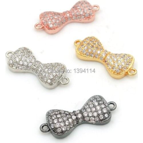 20*8*3mm Micro Pave Clear CZ Knot Connectors Fit For Men And Women Making Bracelets Jewelry