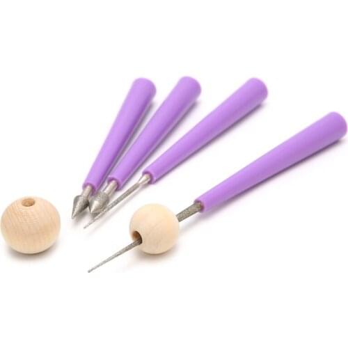 4pcs Diamond Pearl Glass Bead Reamer Burr Beading Hole Enlarger Tool Set DIY New