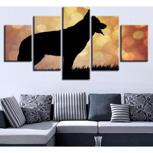 5 Panel Animal Wolf Printed HD Home Decoration Modern Canvas Living Room Pictures Painting Wall Art Modular Poster Frame