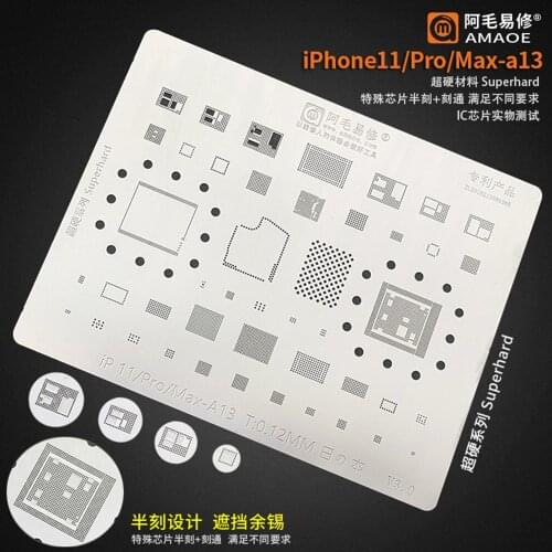Amaoe Planting Tin Net BGA Reballing Solder Stencil for iPhone 8 Plus X XS 11 Pro Max A11 A12 A13