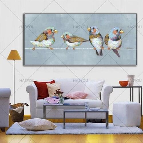 Big Size Painting Handmade Wall Abstract Painting Color parrots Picture on Canvas Home Decor Animals wall picture Hang Pictures