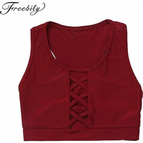 Quick Dry Kids Girls Sports Yoga Bra Tops Sleeveless Breathable Racer Back Gym Workout Exercise Running Vest Tank Top Activewear