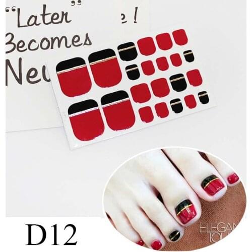 Toe Nail Stickers Waterproof Fashion Toe Nail Wraps Nail Art Full Cover Adhesive Foil Stickers Manicure Decals D12