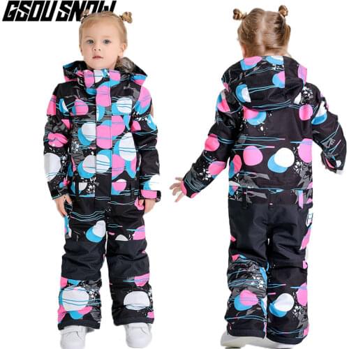 GSOU SNOW Onesies Kids Girls Ski Jacket Water-Resistant Breathable Windproof Teenager Snowboard Suit Outdoor Overall Coat