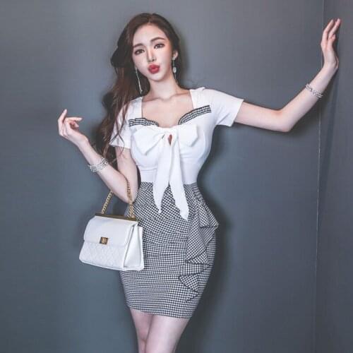 Elegant Korean Women Fashion Dresses Summer Womens sexy Short Sleeve bodycon bandage party Mini Office Dress Famele Vestidos