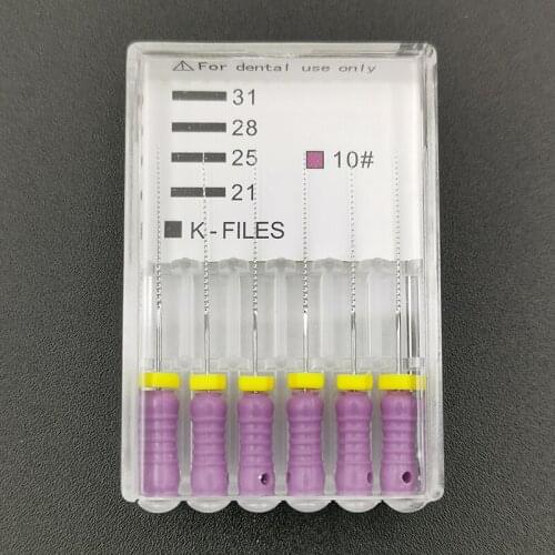Dental Stainless Steel K Files Endo Root Canal 6pcs/pack Handuse K Files 25mm Dental Endodontics Files Dental Instrument