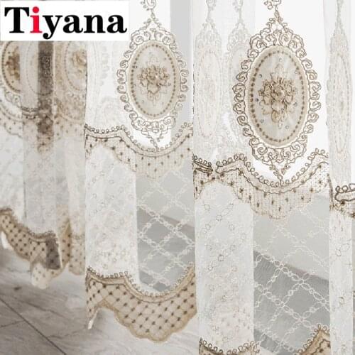 European Luxury Embossed Embroidered Sheer Curtains Custom For Living Room Bedroom Villa Home Decor Drapes JK164Z