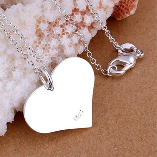 Hot fine 925 Sterling Silver Romantic Heart Card Pendant Necklace for Women Christmas Gifts Fashion Luxury Party Wedding Jewelry