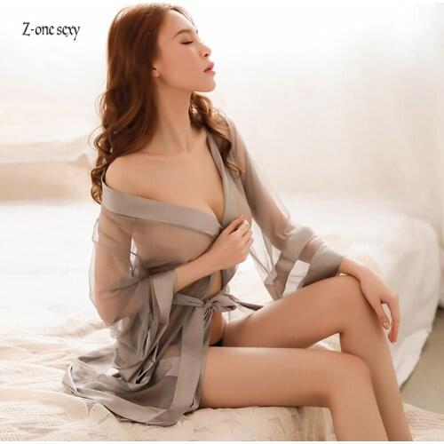 Robes women Sexy bathrobe pajamas autumn and winter underwear nightdress passion thin Robe robe sets