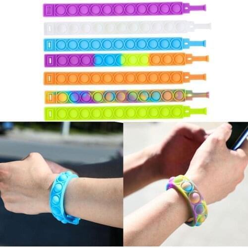 Fidget Toys Squeeze Fidget Toys Stress Reliever Sensory Silicone Squ-eeze Toys Wristband Bracelet Kids Adults