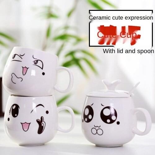 Modern Simplicity Creative Ceramic Mugs Cute Cartoon Face Expression Water Container Lover Coffee Mugs Travel Cute Cup Gift Mug
