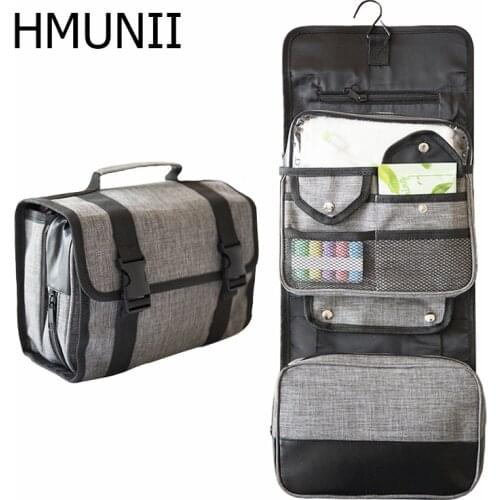 HMUNII Hook wash cosmetic bag organizer Mens toiletries toilet bags Womens cosmetics necessaire Folding bag Travel accessories