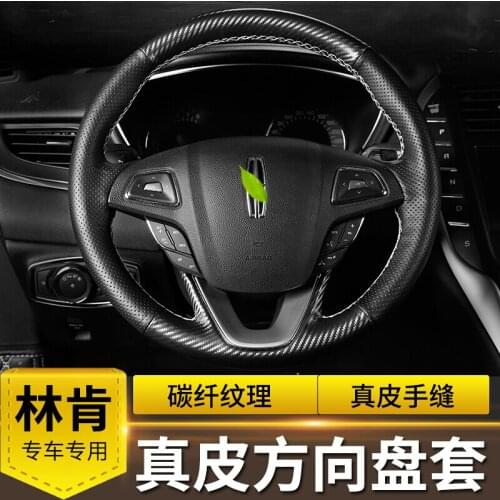 For Lincoln MKZ MKC MKX Car leather hand-sewn steering wheel cover continental nautilus interior modification parts