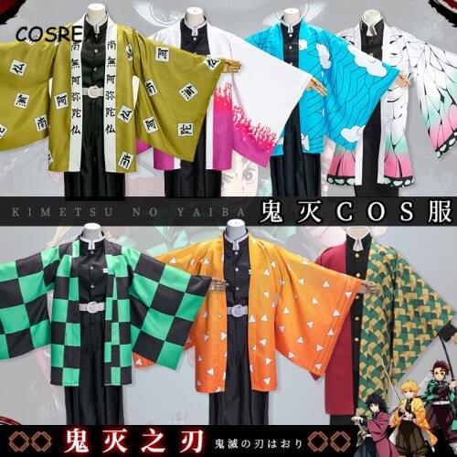 Demon Slayer Kimetsu No Yaiba Mens Kamado Tanjirou Cosplay Costumes Tomioka Giyuu Agatsuma Zenitsu Orange Cape Suits Ubuyashiki